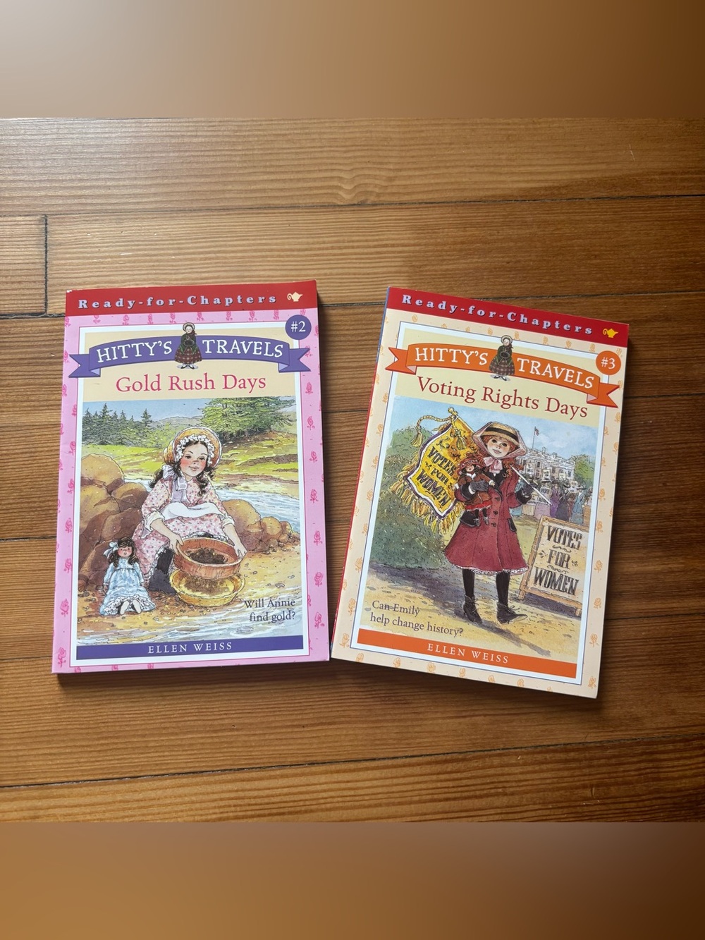 Lot of 2 Ready for Chapters Books Hitty’s Travels - Gold Rush and Voting Rights